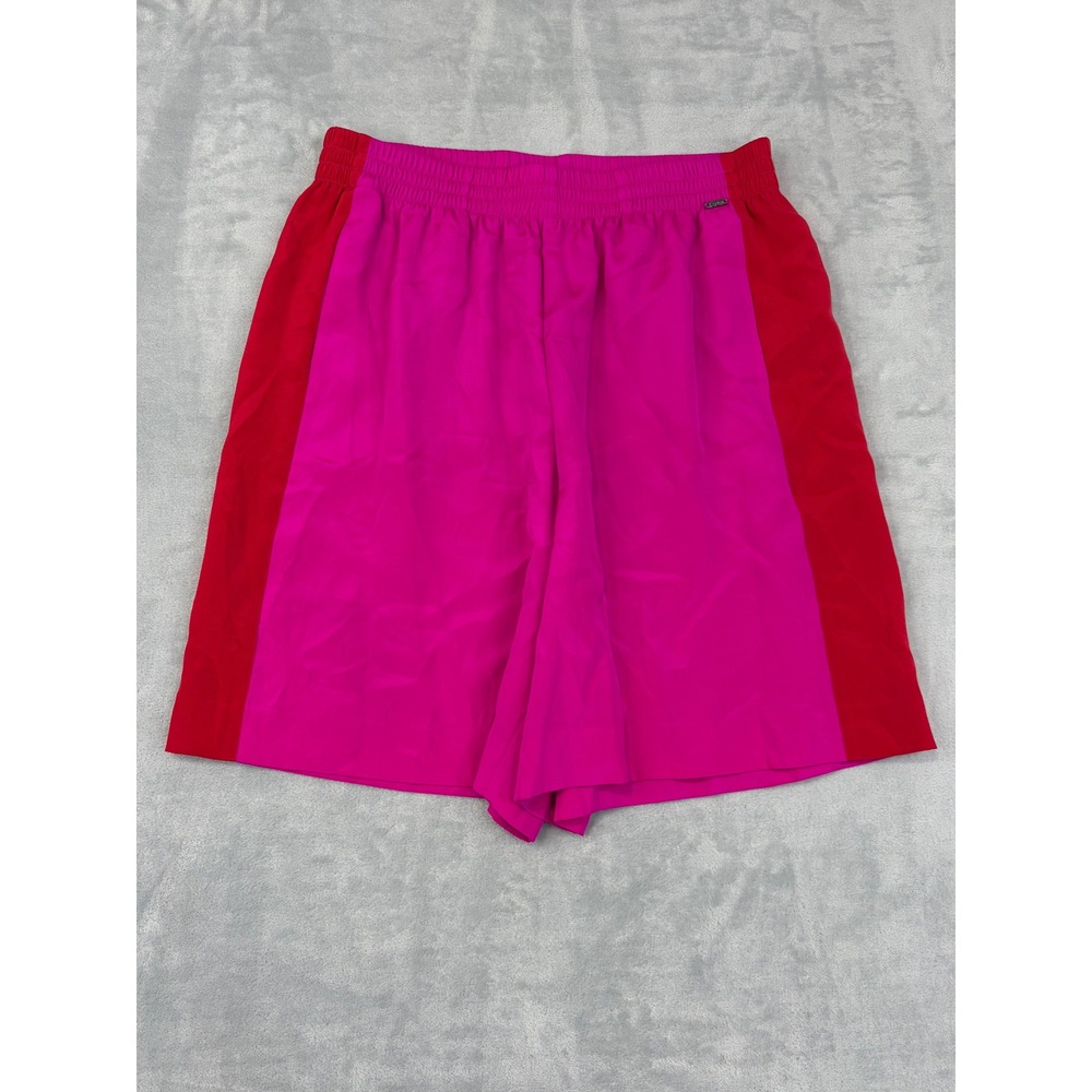 St John Womens Silk Blend Shorts Pink Red Color Block Small Sport Casual  Resort